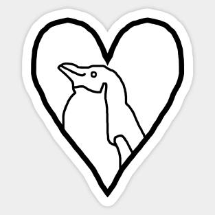 My Penguin Valentine Line Drawing Sticker